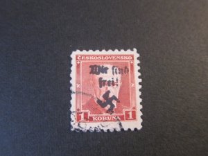 Czechoslovakia 170 MAHR.OSTRAU WIR SIND FREI OVERPRINT FU