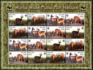 Malawi 714 , 714a sheets, MNH. WWF 2003. Kobus vardoni.