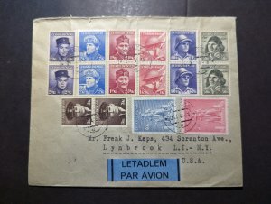 1945 Czechoslovakia Airmail Cover Sobotika to Lynbrook LI NY USA