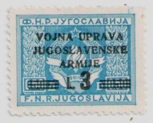 1947 Yugoslavia #45 stamp VOJNA ... ARMIJE Flags Military Forces Coats of Arms