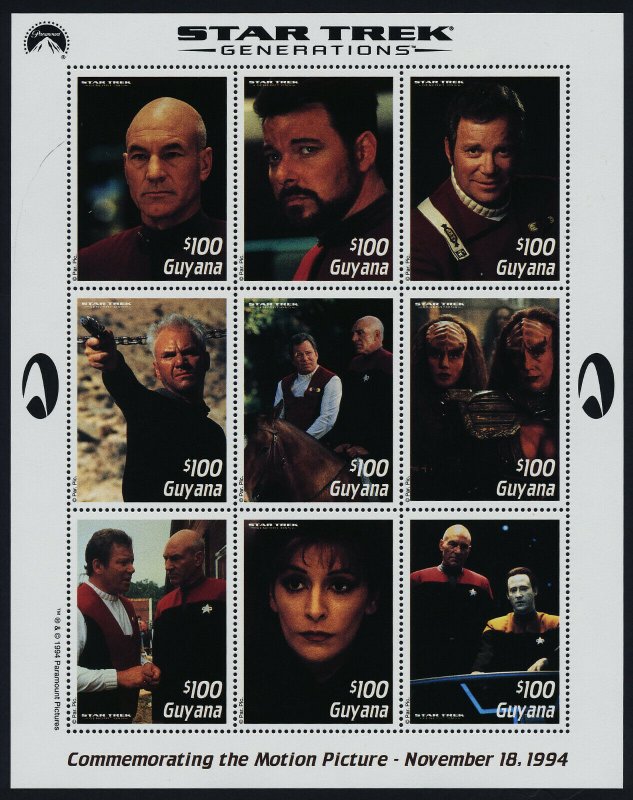 Guyana 2904-5 MNH Star Trek Generations, Movie, Science Fiction