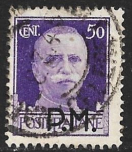 ITALY 1943 50c Victor Emmanuel III with PM Overprint Military Stamp Sc M7 VFU