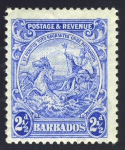 Barbados 1925 2½d bright ultramarine (p13½x12½) MLH. SG 233ab. Sc 170a.