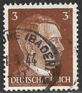 GERMANY 1941-44 3pf Brown HITLER HEAD Issue Sc 507 VFU