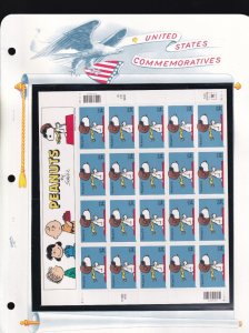 Scott #3507 Peanuts (Snoopy) Sheet of Twenty Stamps in White Ace Page & Mount