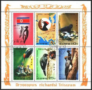 North Korea. 1978. Small sheet 1790-94. Woodpeckers, birds, fauna. USED.