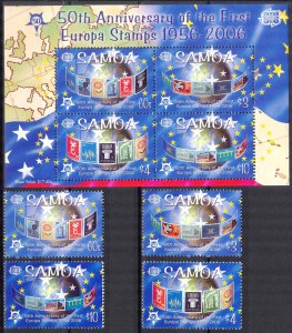 Samoa 2005 50 Years of Europa CEPT stamps Set of 4 + S/S MNH