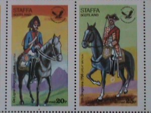 ​STAFFA-SCOTLAND-MILITARY ON HORSE SOLDIERS MNH-SHEET- -EST$12-50% OFF-PROMOTING