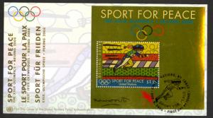 UN NEW YORK 2008 BEIJING OLYMPICS Gold Cachet U/A FDC Scott 964 SPORTS FOR PEACE