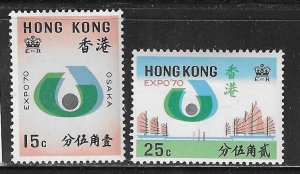 HONG KONG- SCOTT #255-256 1970 EXPO OSAKA, JAPAN  - MINT NEVER  HINGED