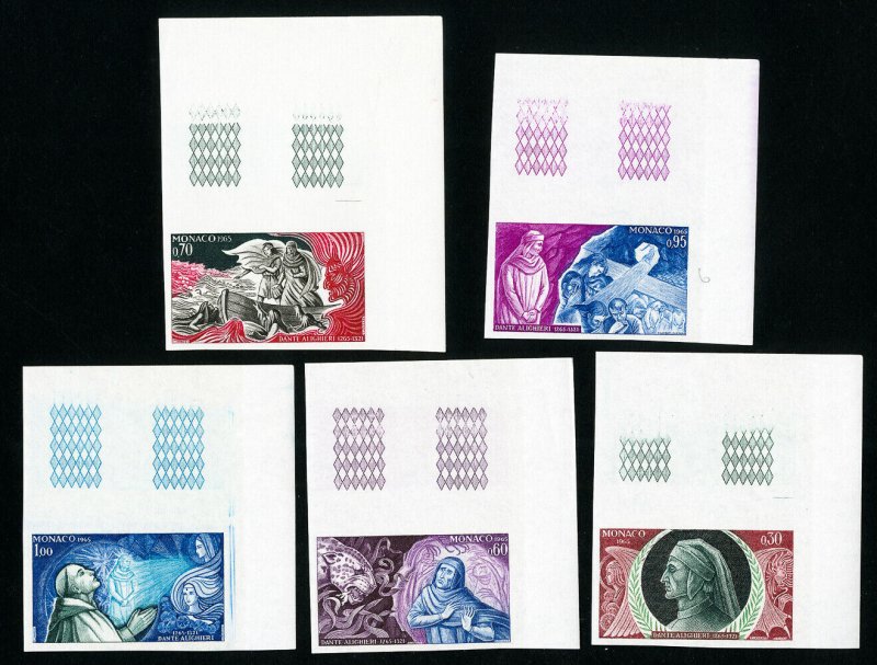 Monaco Stamps # 624-8 XF OG NH Imperforate Color Proofs