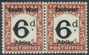 SOUTH WEST AFRICA 1923 POSTAGE DUE 6D PAIR SETTING III 