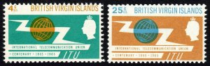 Virgin Islands 159-160,MNH. Intl.Telecommunication Union, cent. ITU Emblem, 1965