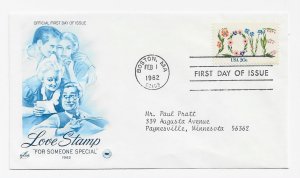 US 1951 20c Love stamp single on FDC Artcraft/ PCS Cachet ECV $10.00