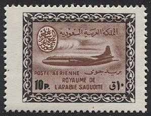 SAUDI ARABIA  1964  Sc C31  10p Airmail, Mint MNH VF, Saud Cartouche, Wmk'd