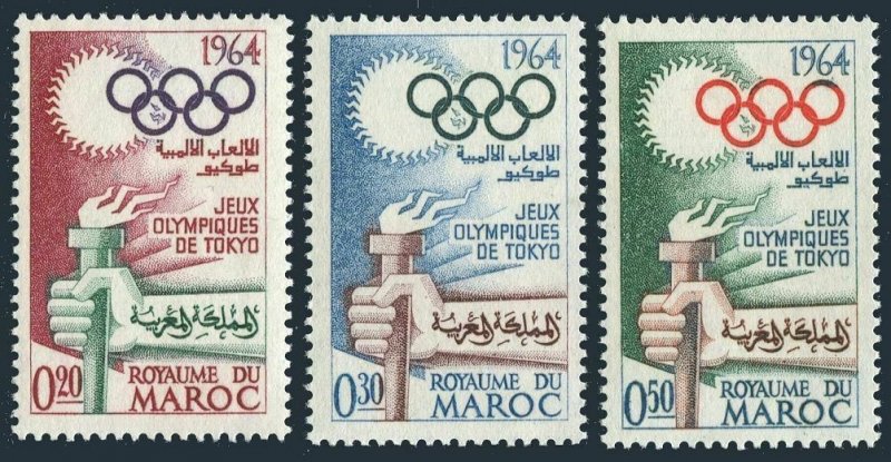 Morocco 106-108,MNH.Michel 538-540. Olympics Tokyo-1964. Torch.