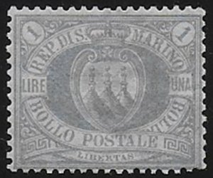 1894 San Marino stemma Lire 1 oltremare bc MNH Sassone n. 31