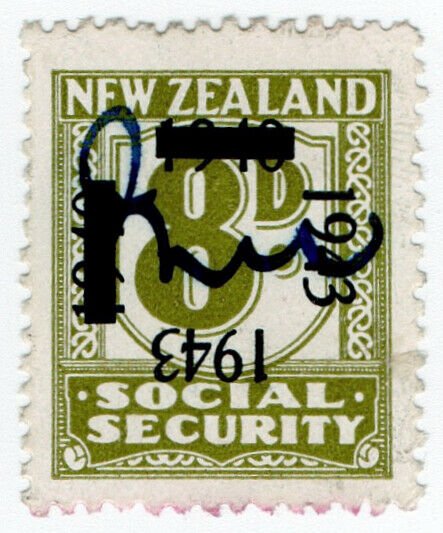 (I.B) New Zealand Revenue : Social Security 8d (1943)