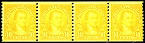 U.S. #603 MINT STRIP OF 4 OG NH