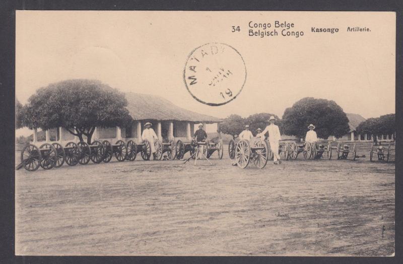 Belgian Congo H&G 44 used 1912 Picture Postal Card, Kosongo Artillery