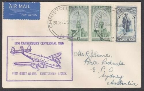 NEW ZEALAND 1950 first flight cover Christchurch to Sydney..................W854 