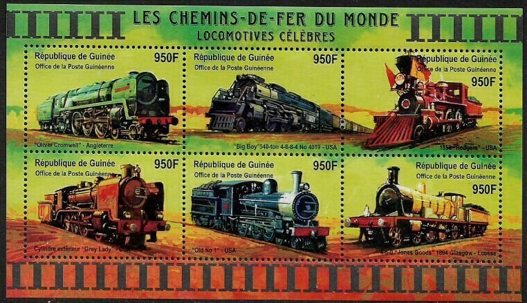 Guinea #1913 MNH Sheet - Trains - Locomotives