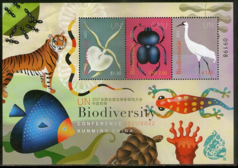 United Nations 2021 Biodiversity Bird Insect Tiger Wildlife Animals M/s MNH 7799