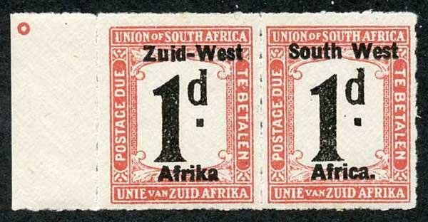 SOUTH WEST AFRICA SGD7b Post Due 1923 1d Variety Afrika without stop U/M