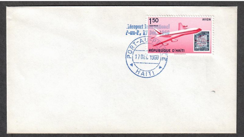 Haiti Air Mail # C176 Boeing 707 Jet , Stamp on Stamp FDC - I Combine S/H