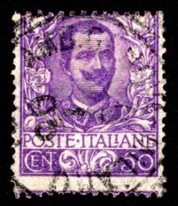 1901, Italy, 50c, King Vittorio Emanuele III, Used, overinked, Sc 85