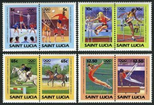 St Lucia 665-668 ab pairs,MNH.Mi 664-671. Olympics Los Angeles-1984.Volleyball,