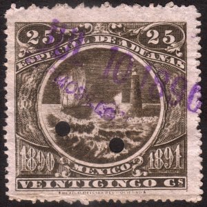 1891 Mexico, 25c, Especial De Aduanas Revenue stamp, Hermosillo
