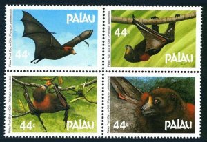 Palau 122-125a block,MNH.Michel 172-175. Fruit Bats.1987.