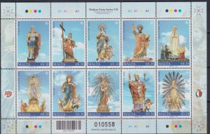 Malta 2023 MNH Stamps Mini Sheet Maltese Festa Saints Art Figures Sculptures