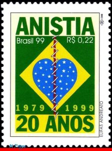 2719 BRAZIL 1999 POLITICAL AMNESTY, 20 YEARS, FLAG, MI# 2952 RHM C-2209, MNH