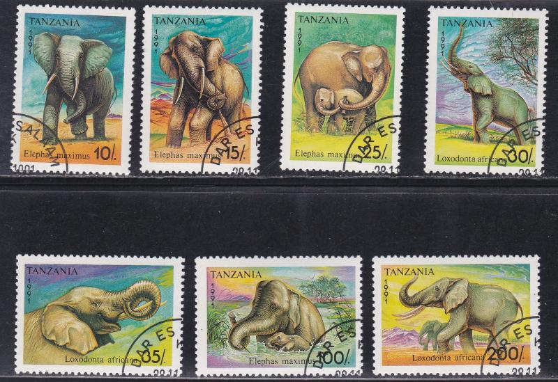 Tanzania # 792-798, Elephants, Used Set, 1/4 Cat.