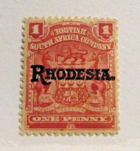 RHODESIA #83 * MH, 1D postage stamp, ef + 102 card