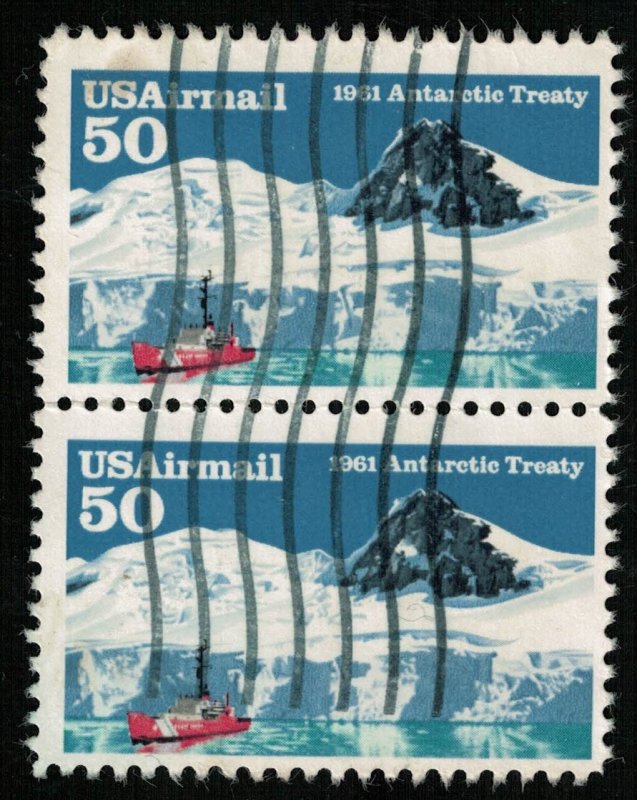 Antarctic Treaty 1961, 50 cents, SC #C130, USAirmail, Block (T-6783)