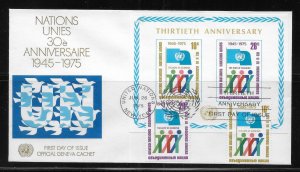 United Nations NY 260-62 30th UN Geneva Cachet FDC First Day Cover NY Cancel