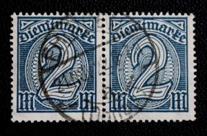 Germany #O12 Used Pair 1920-21 Early Use 2 DM. Official Stamp