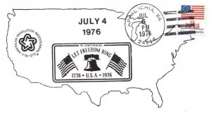 USA BICENTENNIAL TOUR SCARCE PRIVATE CACHET CANCEL AT APPALACHIA, VA JULY 6 1976