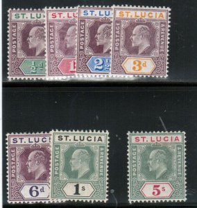 St Lucia #50 - #56 Very Fine Mint Lightly Hinged Set