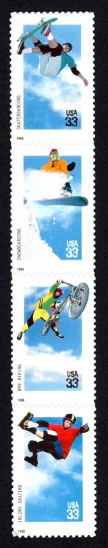  3321-24 Extreme Sports  STRIP of 4 IN CORRECT ORDER-READY IN MOUNT MNH-VF