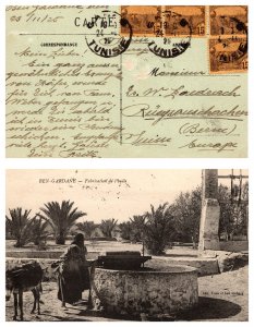 1925 TUNISIA MULTI STAMP ON POST CARD TO SWITZERLAND  ( Postal History ), 1925