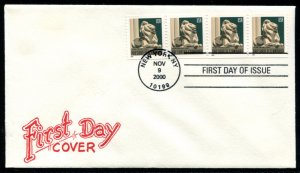 3447 US (10c) New York Public Library coil strip/4 FDC,  Artopages cachet