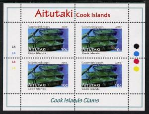 Cook Islands - Aitutaki 2013 Clams #1 perf sheetlet conta...