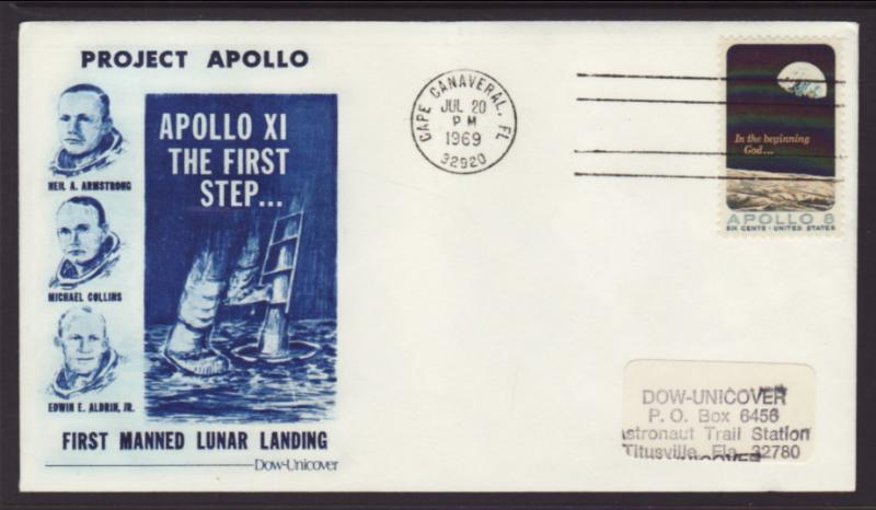 US 1371 Apollo 8 Dow Unicover Label FDC