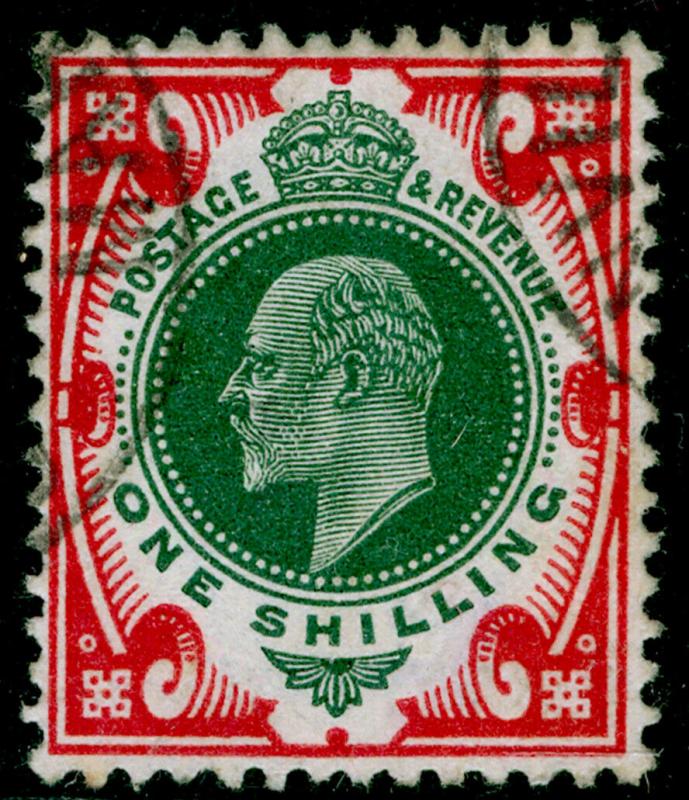 SG314, 1s green & carmine, FINE USED. Cat £35.