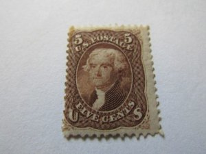 US Stamps,Sc. #76, 5¢ brown,Mint, APS Certif. fresh and nice color, SCV $550.00+