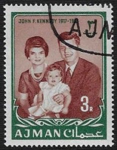 Ajman #24 Used OG (CTO) LH; 3r John F Kennedy - with wife & child (1964)